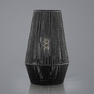 Stolová lampa Rope z papiera, čierna, Ø 20 cm