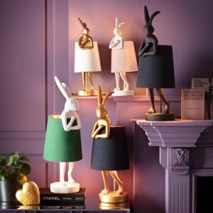 KARE Stolná lampa Animal Rabbit, zlatá/čierna, výška 50 cm