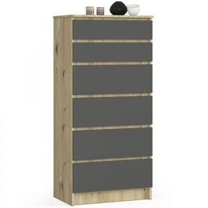 Komoda Kuba 60 cm - 6 zásuviek dub artisan/grafitová