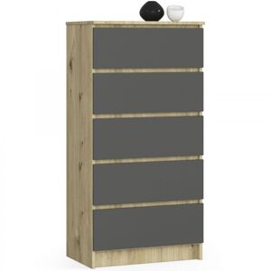 Komoda Kuba 60 cm - 5 zásuviek dub artisan/grafitová