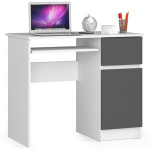 Psací stůl 90 cm PIksel pravý bílý/šedý