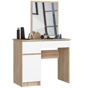Kozmetický stolík so zrkadlom P-2/SL I dub sonoma/biela ľavý