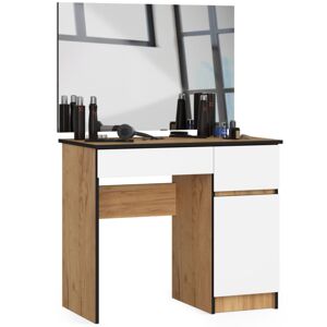 Kozmetický stolík so zrkadlom P-2/SL Aj dub craft/biely pravý