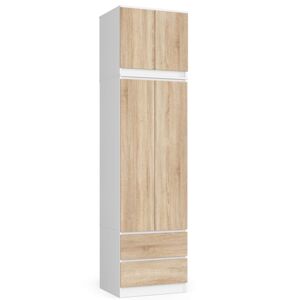 Šatníková skriňa s nástavcom STAR 60 cm biela/dub sonoma