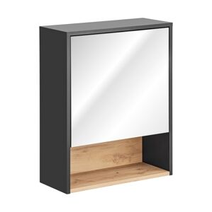 Závesná kúpeľňová skrinka so zrkadlom Borneo Cosmos 840 1D sivá/dub artisan