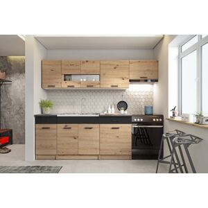 Kuchynská linka Alena 240 cm dub artisan/čierna matná