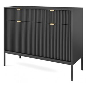 Komoda Nova Black 104 cm čierna so zlatými madlami