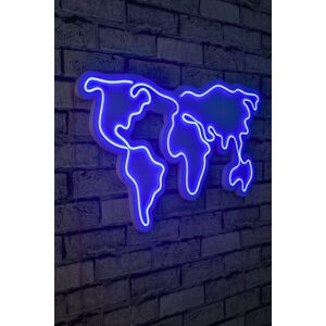 Nástěnná neonová dekorace World Map modrá