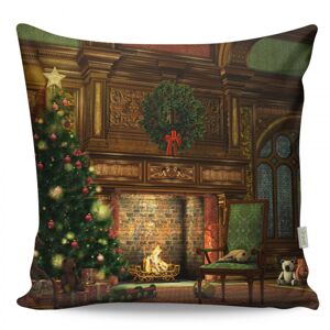 Vianočný dekoračný vankúš s krbom VASO 43x43 cm