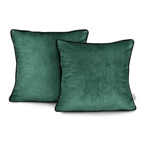 Obliečky na vankúše AmeliaHome Velvet Piping tmavozelené