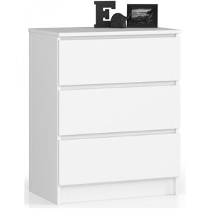 Komoda Kuba 60 cm - 3 šuplíky bílá