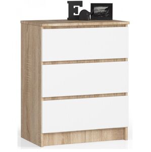 Komoda Kuba 60 cm - 3 zásuvky dub sonoma/biela