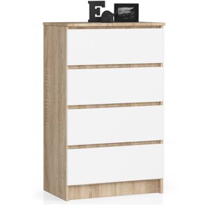 Komoda Kuba 60 cm - 4 zásuvky dub sonoma/biela
