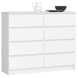 Komoda Kuba 120 cm 8 zásuviek biela