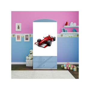 Dětská skříň Babydreams 90 cm formule jedna modrá