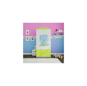 Dětská skříň Babydreams 90 cm medvídek zelená