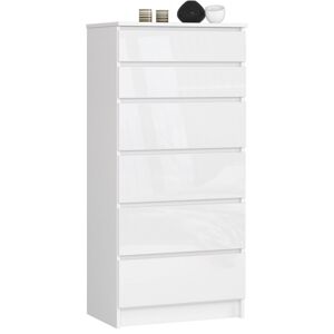 Komoda Kuba 60 cm - 6 zásuviek biela lesk
