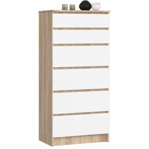 Komoda Kuba 60 cm - 6 zásuviek dub sonoma/biela