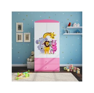 Dětská skříň Babydreams 90 cm ZOO růžová