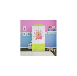 Dětská skříň Babydreams 90 cm medvídek s motýlky zelená