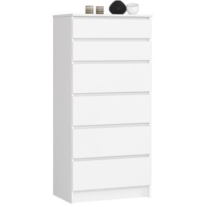 Komoda Kuba 60 cm - 6 šuplíkov biela