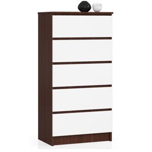 Komoda Kuba 60 cm - 5 zásuviek wenge/biela