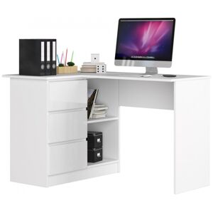 Rohový písací stôl B16 124 cm biely lesk ľavý