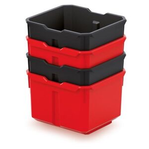 Sada úložných boxů 4 ks XEBLOCCK 15,7 x 14 x 21 cm černo-červená