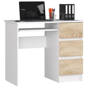 Písací stôl A-6 90 cm biely/sonoma pravý