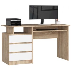 Volně stojící psací stůl CLP 135 cm dub sonoma/bílý