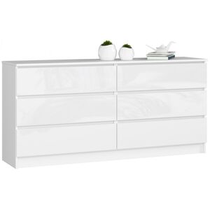 Komoda Rollo V 160,4 cm biela lesklá