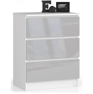 Komoda Kuba 60 cm - 3 zásuvky biela/sivá