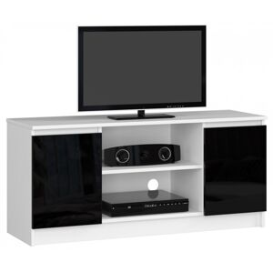 TV stolík Tonon 120 cm biely/čierny lesk