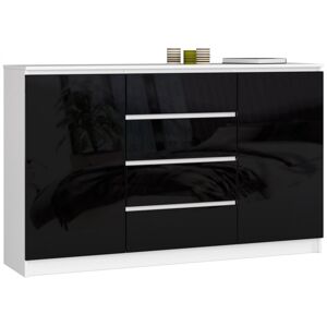 Komoda Tove K 160,4 cm biela/čierna lesklá