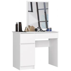 Kozmetický stolík so zrkadlom P-2 II 90x50 cm biely ľavý