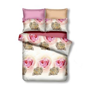 Obojstranná posteľná bielizeň z mikrovlákna DecoKing Rose&Cheetah bielo-ružová