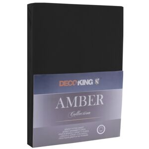 Bavlnené jersey prestieradlo s gumou DecoKing Amber čierne