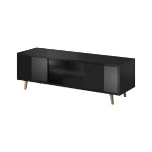 TV stolek Sweden 140 cm černý mat/černý lesk