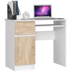 Písací stôl 90 cm Piksel biely/sonoma ľavý