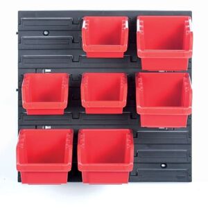 Závěsný organizér s 7 boxy na nářadí ORDERLINE 40x11x40 cm černo-červený