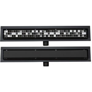 Odtokový žľab 2 v 1 nízky MEXEN FLAT BLACK 80 cm - vzor G13