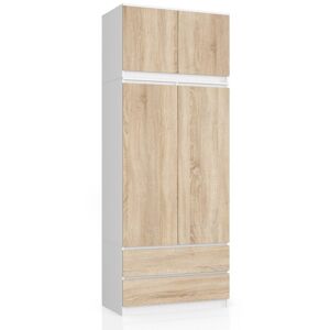 Šatníková skriňa s nadstavcom Star 90 cm biela/dub sonoma