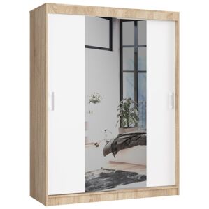 Šatníková skriňa so zrkadlom Reton 150 cm dub sonoma/biela