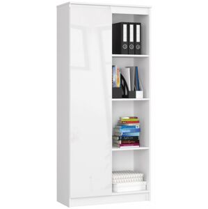 Regál Rexa 80 cm 1 skrinka a 4 police biely lesk