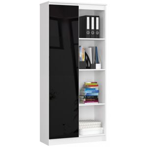 Regál Rexa 80 cm 1 skrinka a 4 police biely/čierny