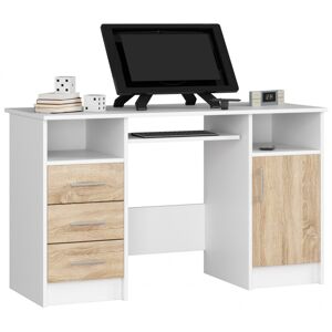 Volně stojící psací stůl Ana 124 cm bílý/dub sonoma