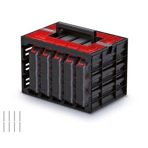 Úložný box s 5 organizéry IMPOSE 41,5x29x29 cm černo-červený