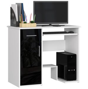 Volně stojící psací stůl Jay 90 cm bílý/černý lesk