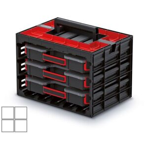 Úložný box se 3 organizéry IMPOSE II 41,5x29x29 cm černo-červený