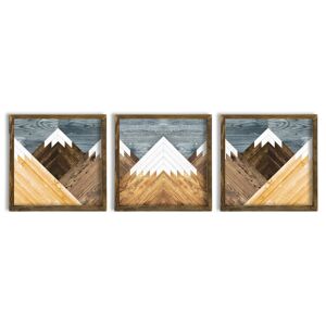 Sada obrazů Mountains 3 ks 50x50 cm hnědý